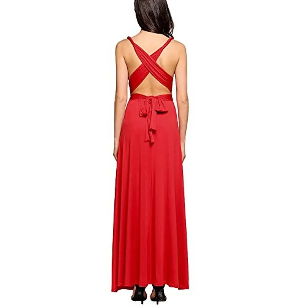 Red Convertible Bridesmaid Dress Infinity Maxi Multiway Wrap Dress Size M - Picture 2 of 9